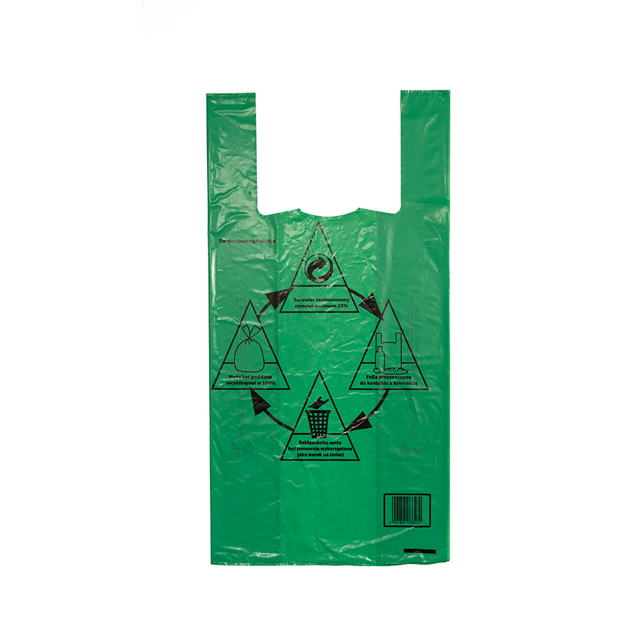 REKLAMÓWKA KOSZULKA LDPE ZIELONA 30X60 40 MY  LC /KARTON  600 SZT/